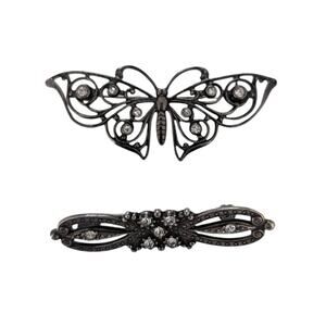 Lot of 2 925 Sterling Silver Brooch Pin with Rhinestone